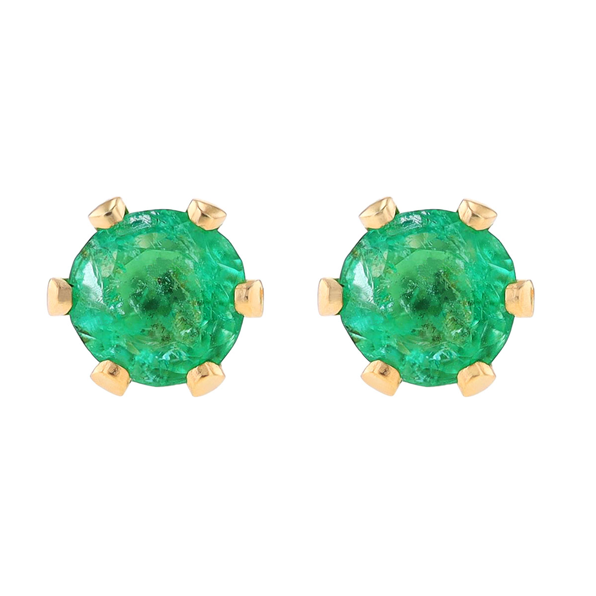 Children's Emerald Stud Earrings in Yellow Gold