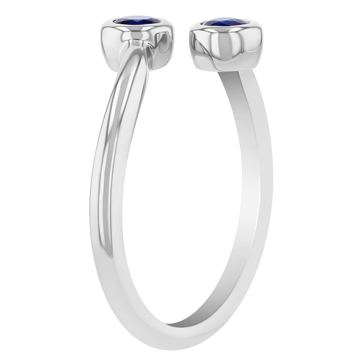 Bezel Set Sapphire Bypass Ring in White Gold