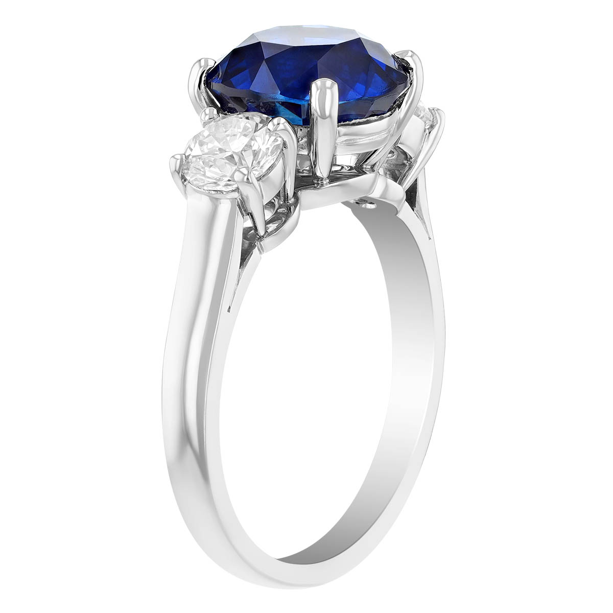 Oscar Heyman Round Sapphire & Diamond Side Stone Ring in Platinum