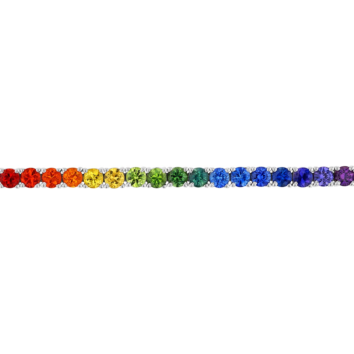 Multicolored Rainbow Sapphire Tennis Bracelet in White Gold, 7