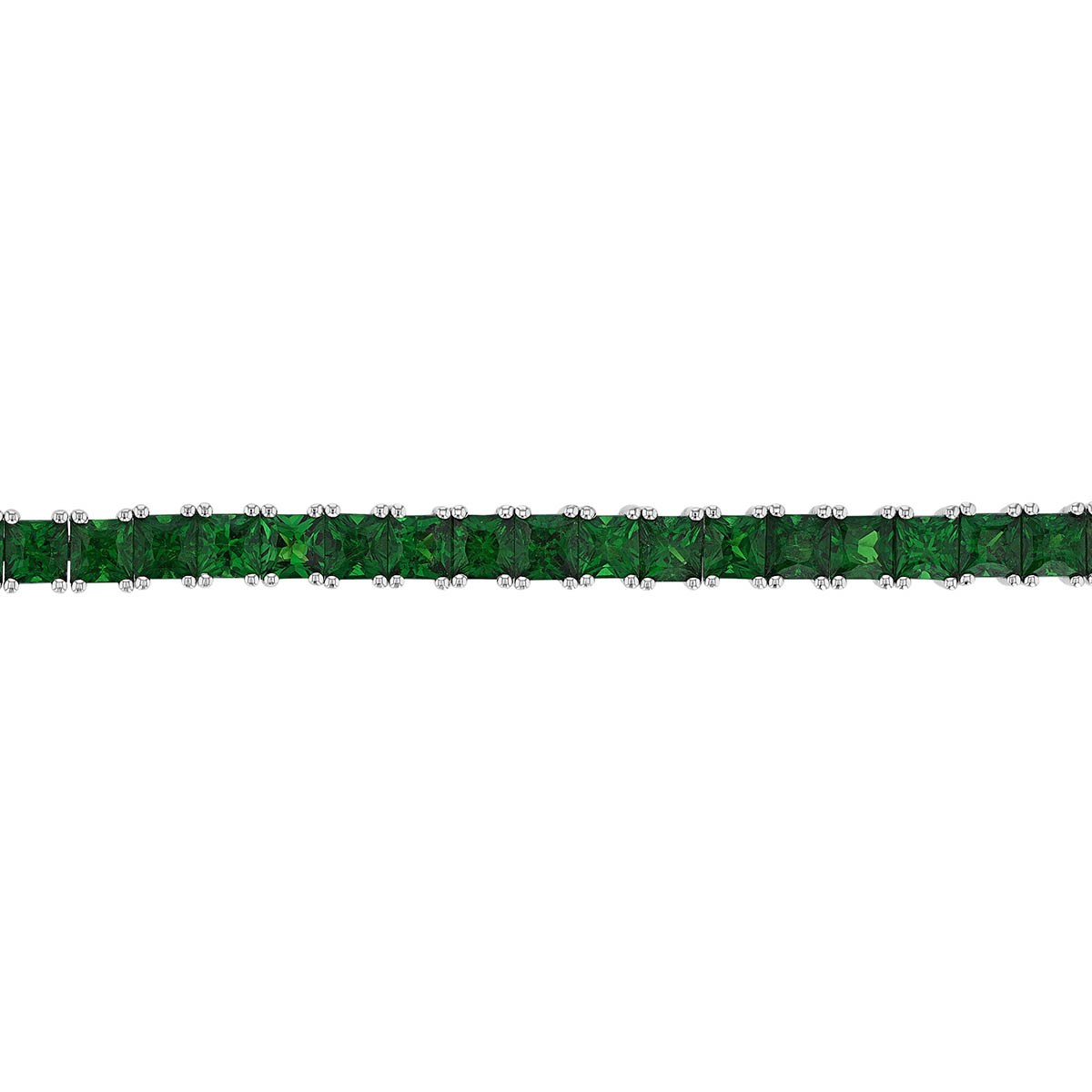 Princess Cut Tsavorite Garnet Tennis Bracelet in White Gold, 7