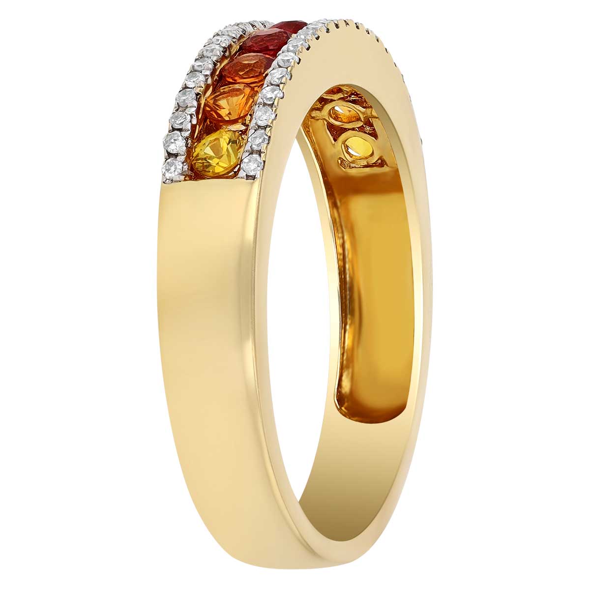 Sunset Sapphire Ombre & Diamond Channel Set Ring in Yellow Gold