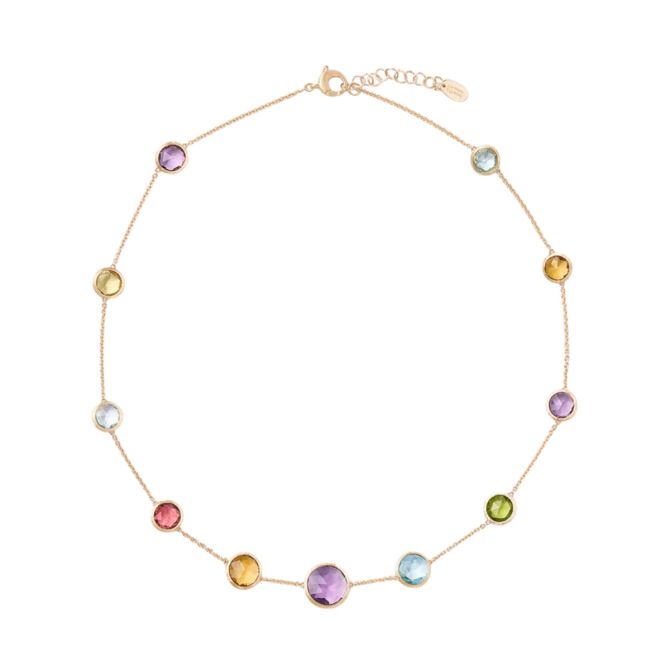 Marco Bicego Japiur Color Multi Gemstone Station Necklace in Yellow Gold, 16.5"