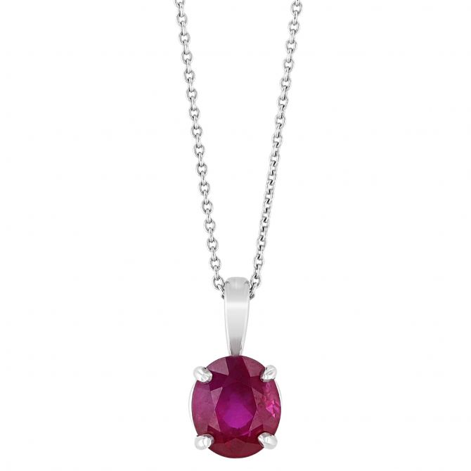 14KWG-RH Ruby Solitaire Pendant