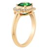 Cushion Cut Tsavorite Garnet & Diamond Ornate Halo Ring in Yellow Gold