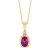 Bezel Set Oval Rhodolite Garnet & Diamond Pendant in Yellow Gold