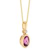 Bezel Set Oval Rhodolite Garnet & Diamond Pendant in Yellow Gold