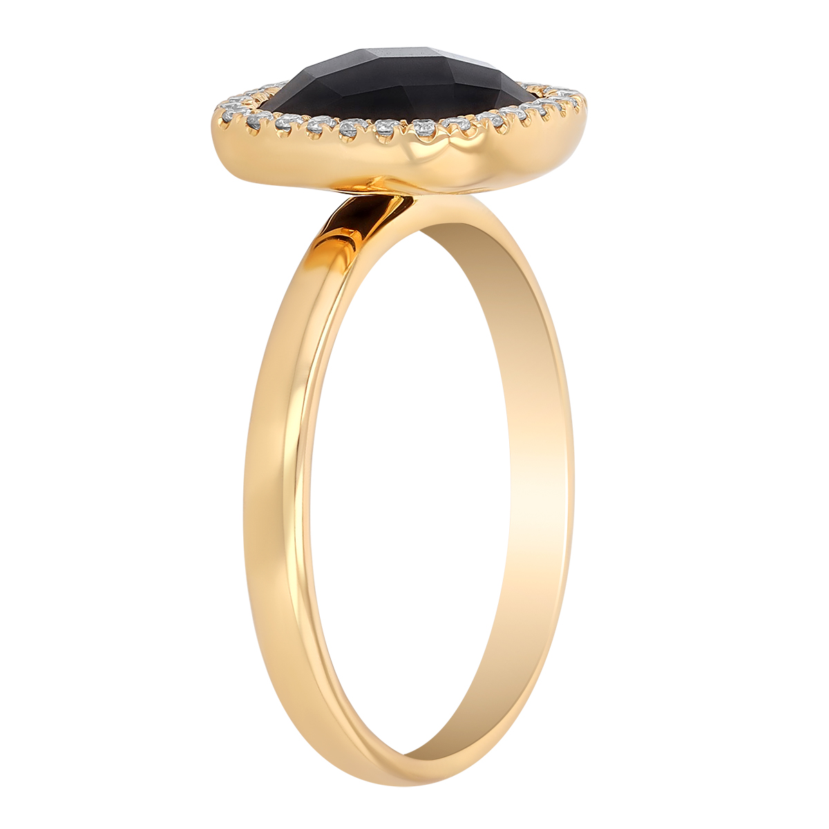 18KYG Black Onyx Chalcedony/Diamond Ring