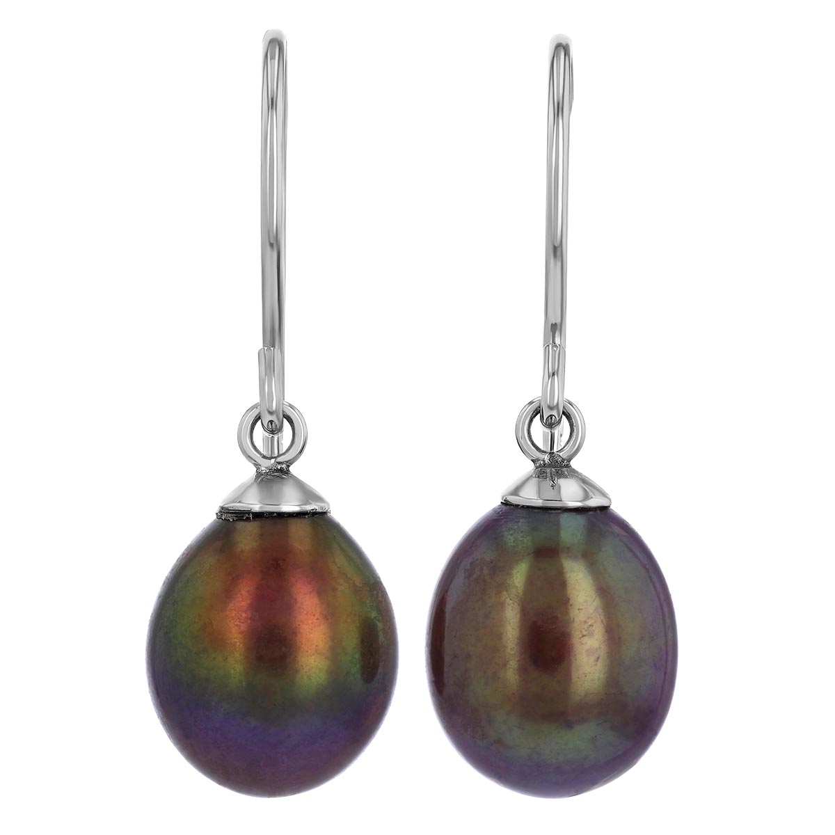 Black Freshwater Cultured Pearl Drop Earrings in Sterling Silver