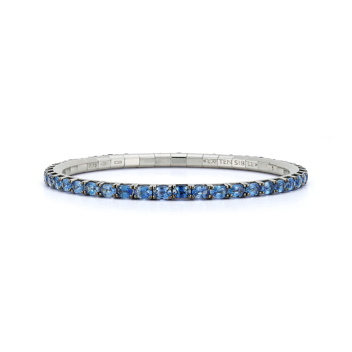 Demeglio Extensible Oval Sapphire Stretch Tennis Bracelet in White Gold