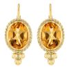Bezel Set Oval Citrine Drop Earrings in Yellow Gold