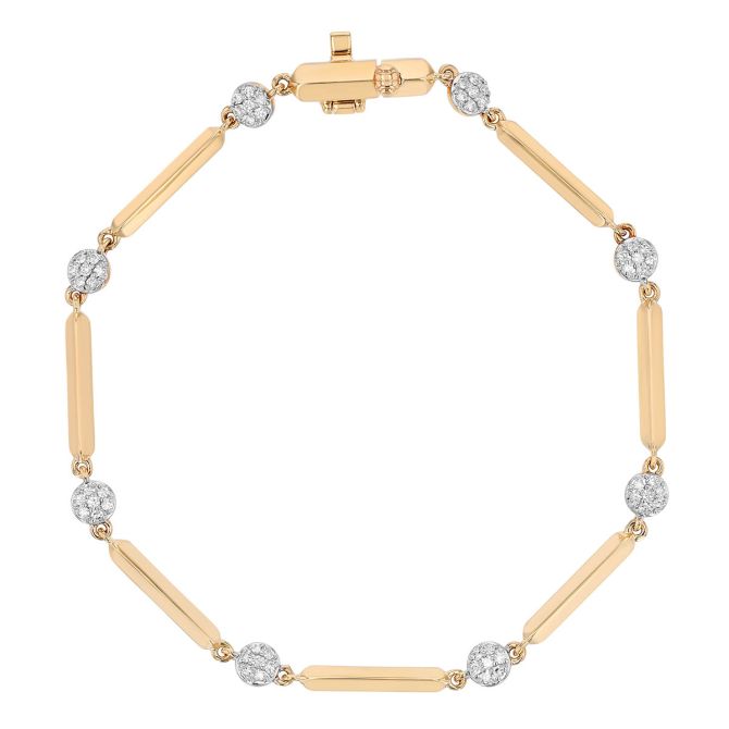 Phillips House Diamond Micro Infinity Knife Edge Line Bracelet in Yellow Gold, 6.5"