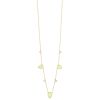 Pear Shape Peridot & Diamond Cluster Station Necklace in Yellow Gold, 18"