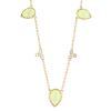 Pear Shape Peridot & Diamond Cluster Station Necklace in Yellow Gold, 18"