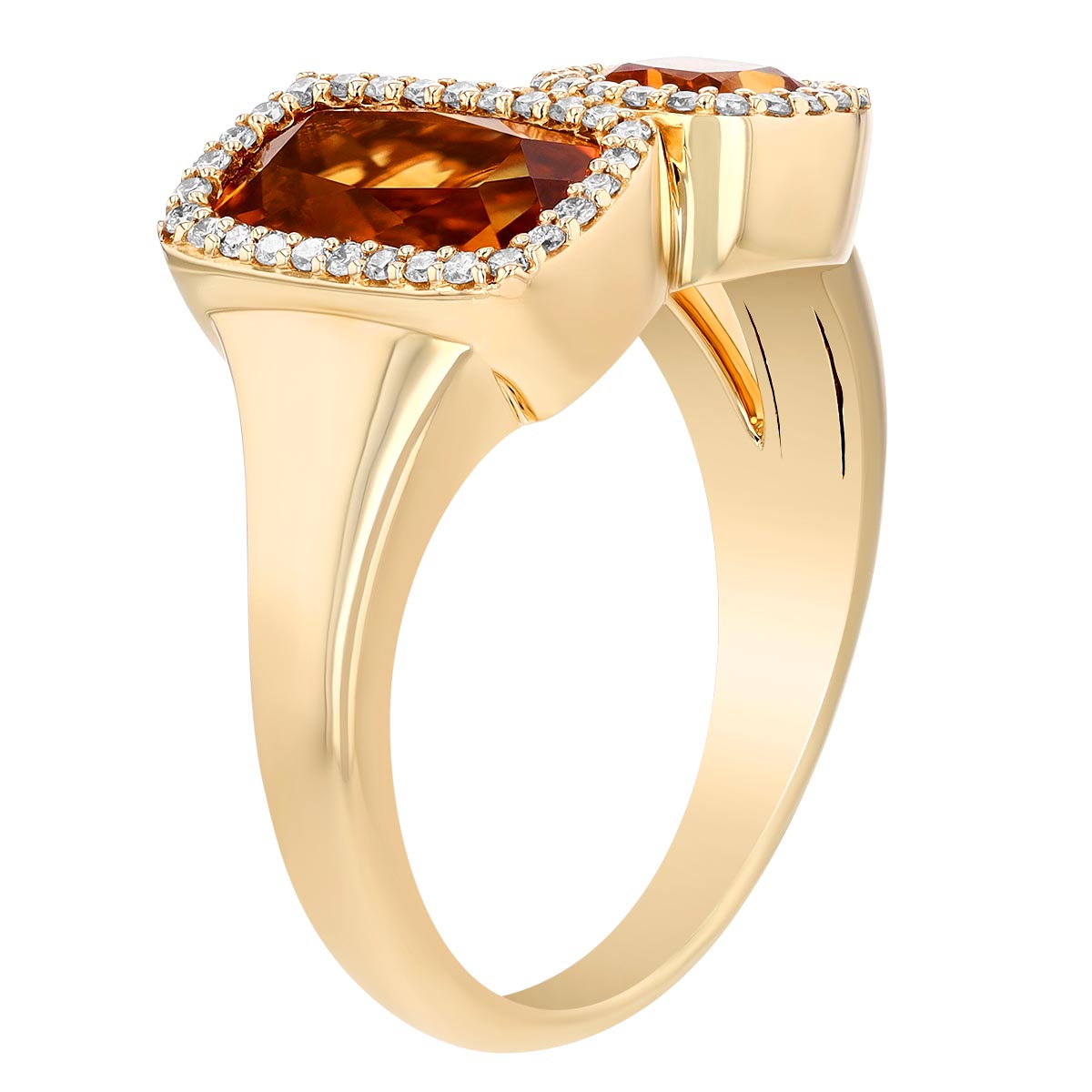 Cushion Cut Citrine & Diamond Cluster Ring in Yellow Gold