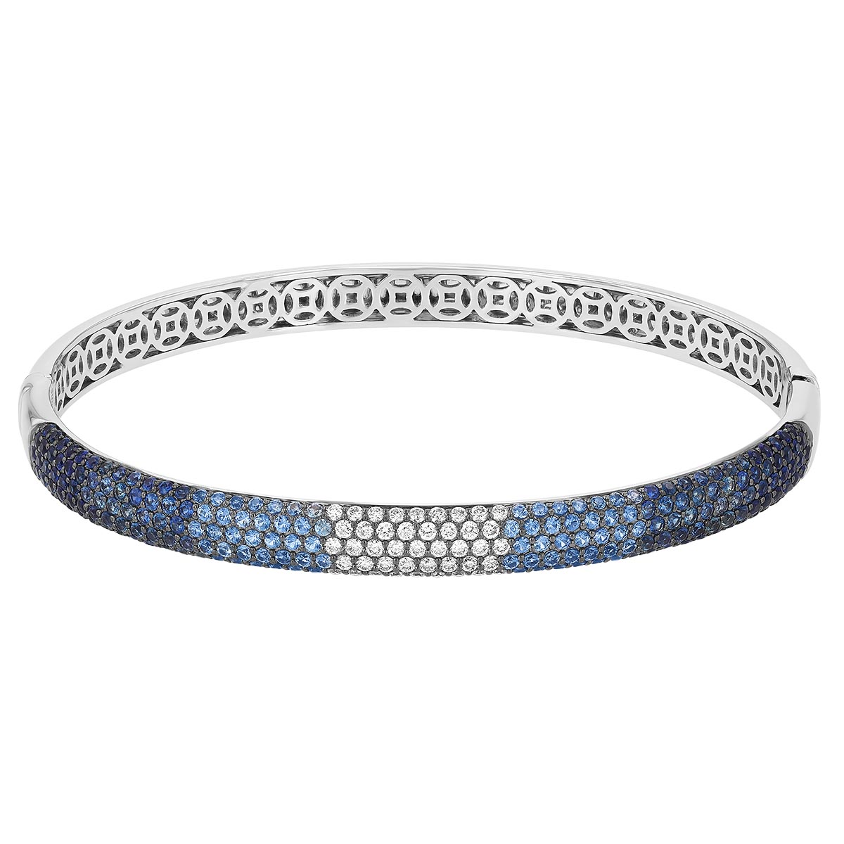 Sapphire & Diamond Pavé Ombre Bangle Bracelet in White Gold