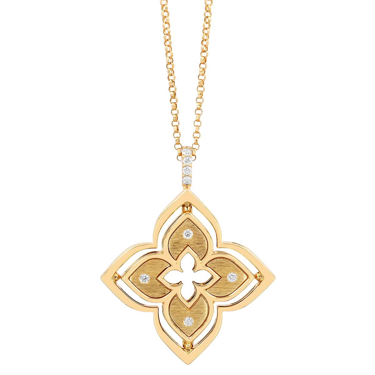 Roberto Coin Venetian Princess Pirouette Diamond & Lapis Lazuli Pendant in Yellow Gold, 17