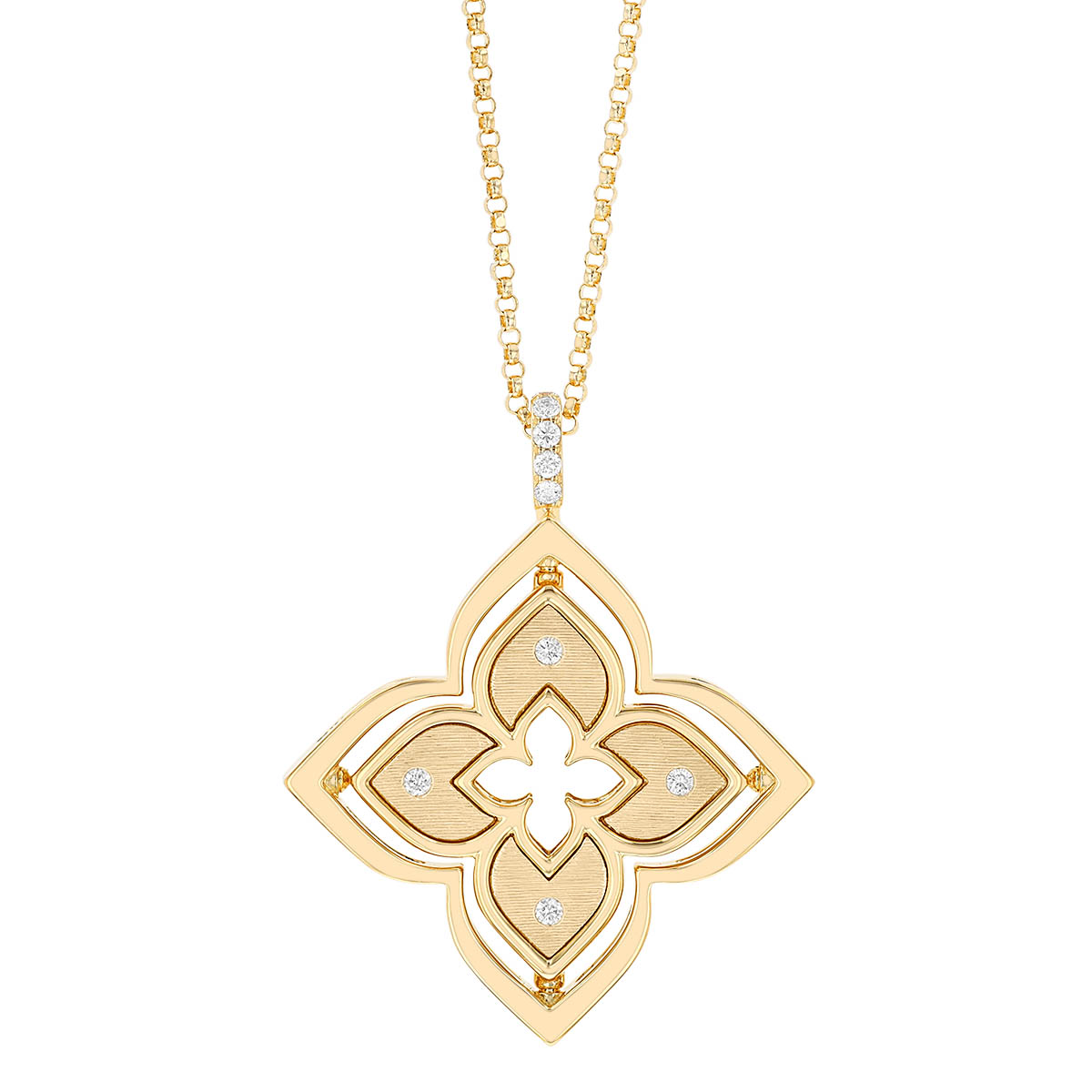 Roberto Coin Venetian Princess Pirouette Diamond & Mother of Pearl Pendant in  Yellow Gold, 17