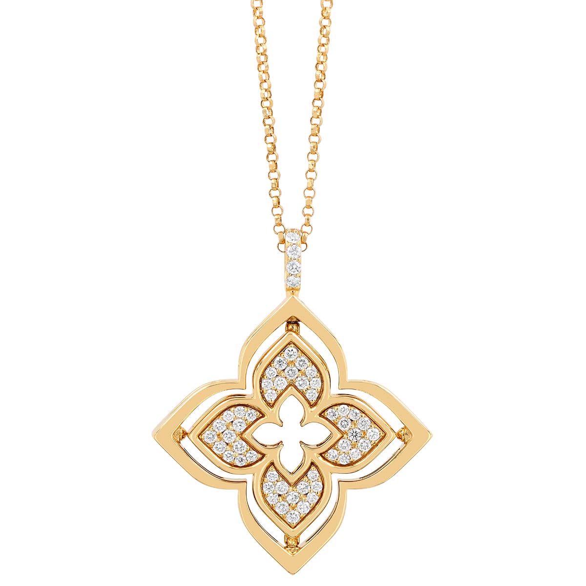 Roberto Coin Venetian Princess Pirouette Diamond Pave & Lapis Lazuli Pendant in Yellow Gold, 17