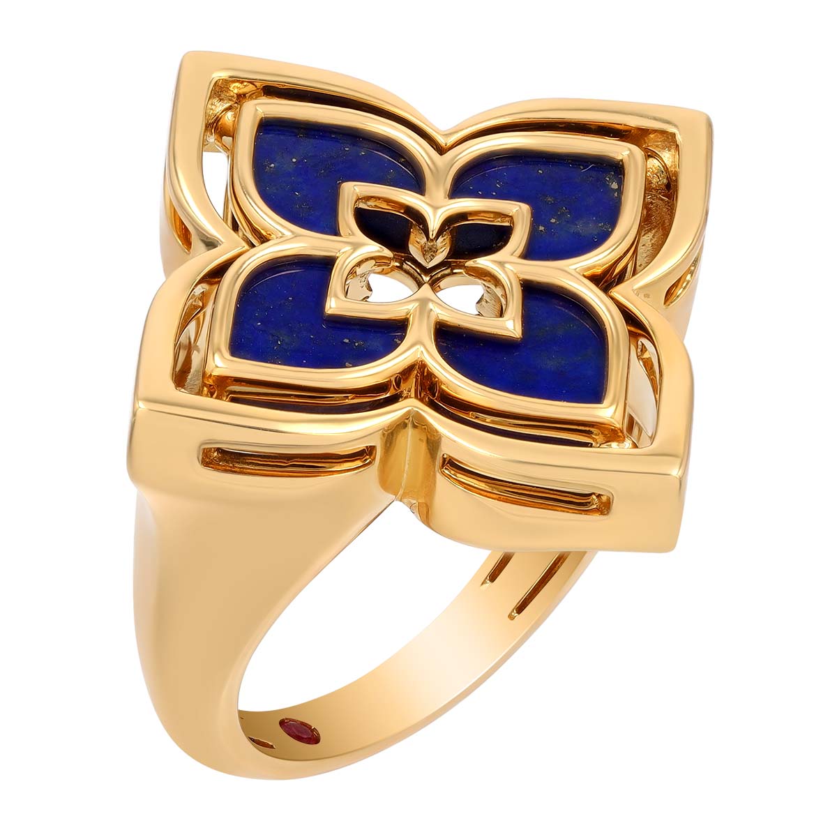 Roberto Coin Venetian Princess Pirouette Pave & Lapis Lazuli Ring in Yellow Gold