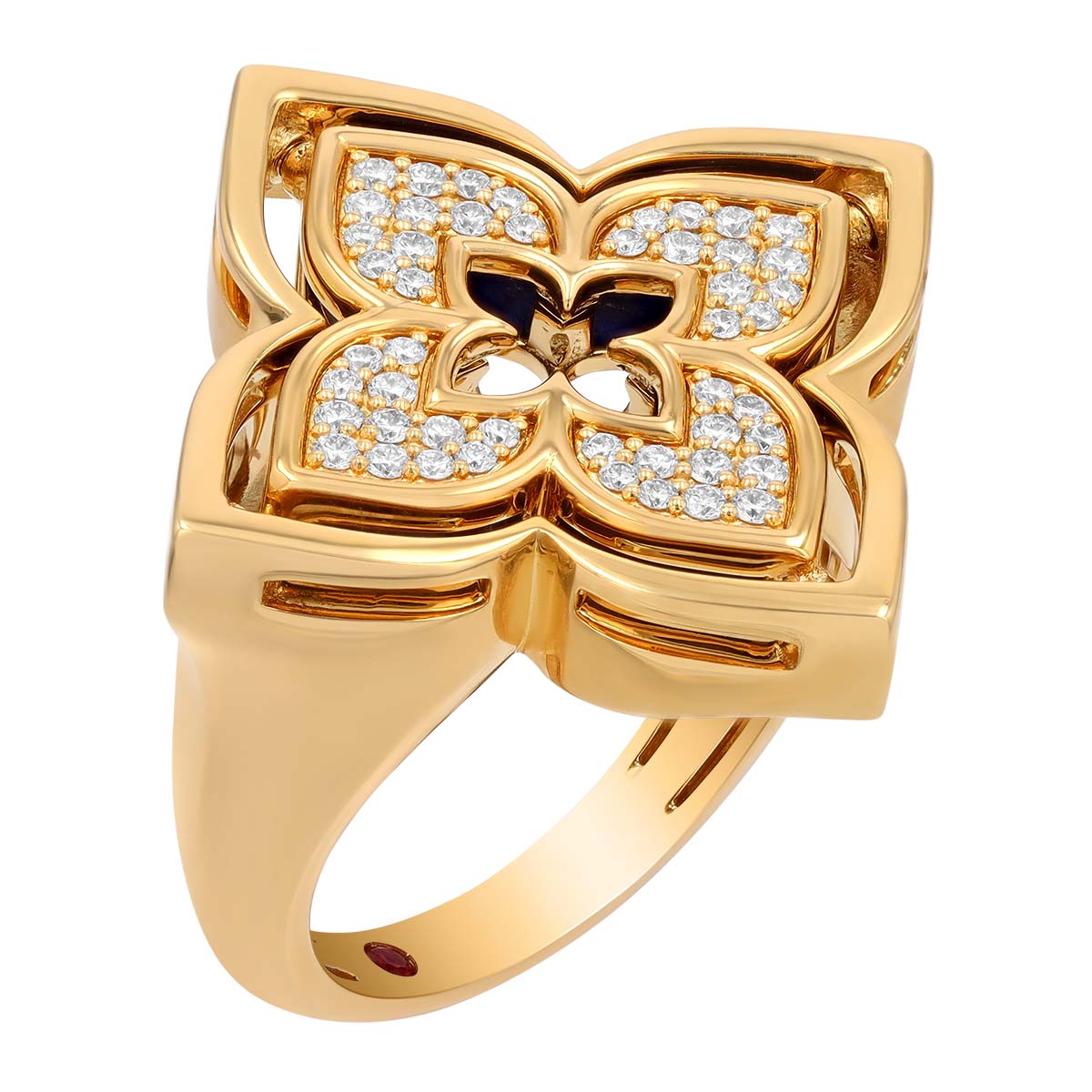 Roberto Coin Venetian Princess Pirouette Pave & Lapis Lazuli Ring in Yellow Gold