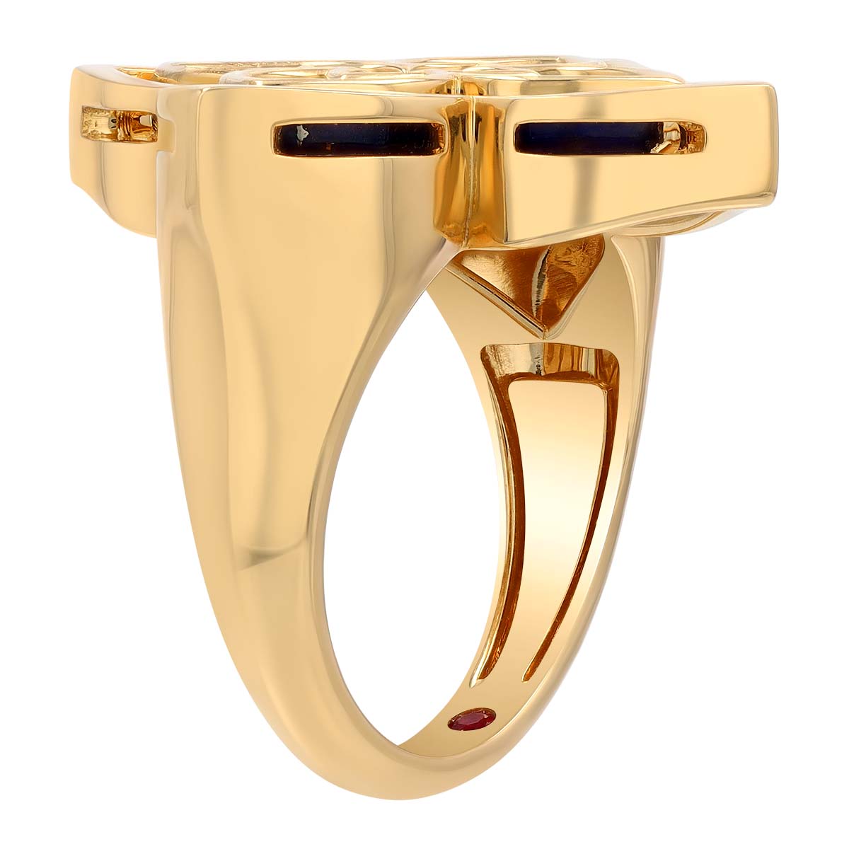 Roberto Coin Venetian Princess Pirouette Pave & Lapis Lazuli Ring in Yellow Gold