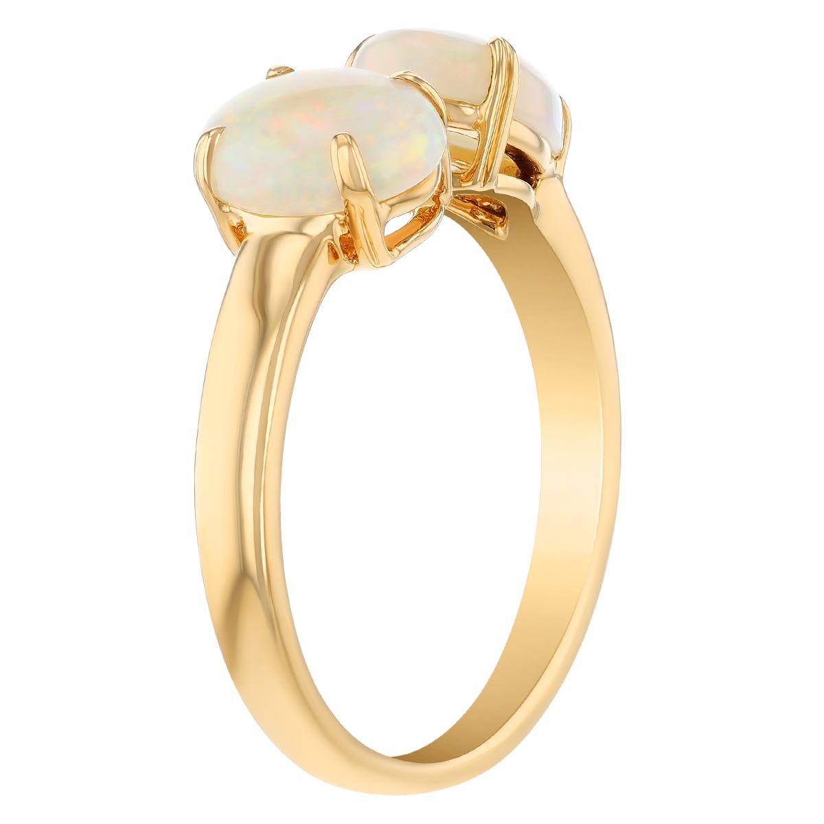 Pear & Oval Opal Split Band Ring in Yellow Gold