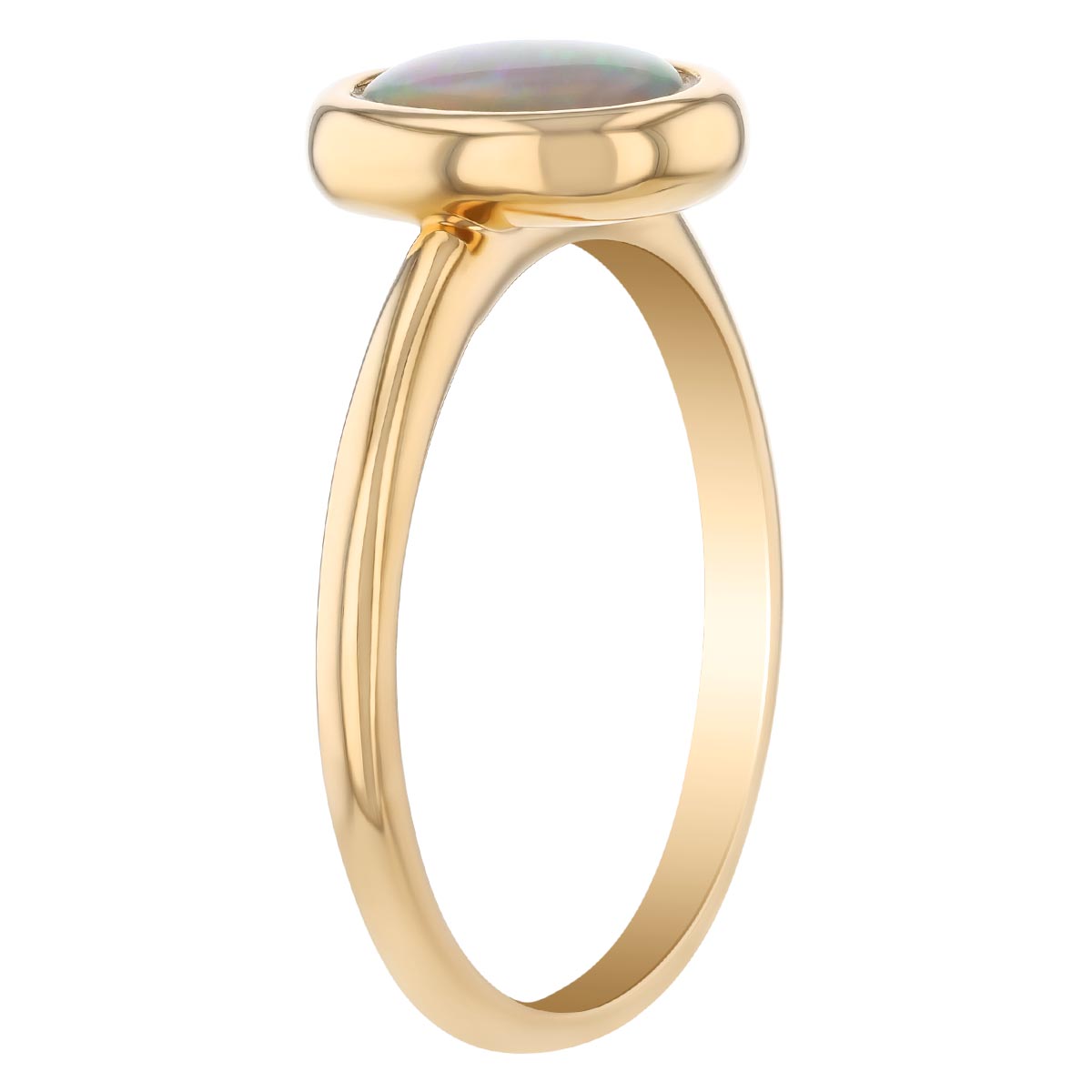 Oval Cabochon Opal Bezel Set Ring in Yellow Gold