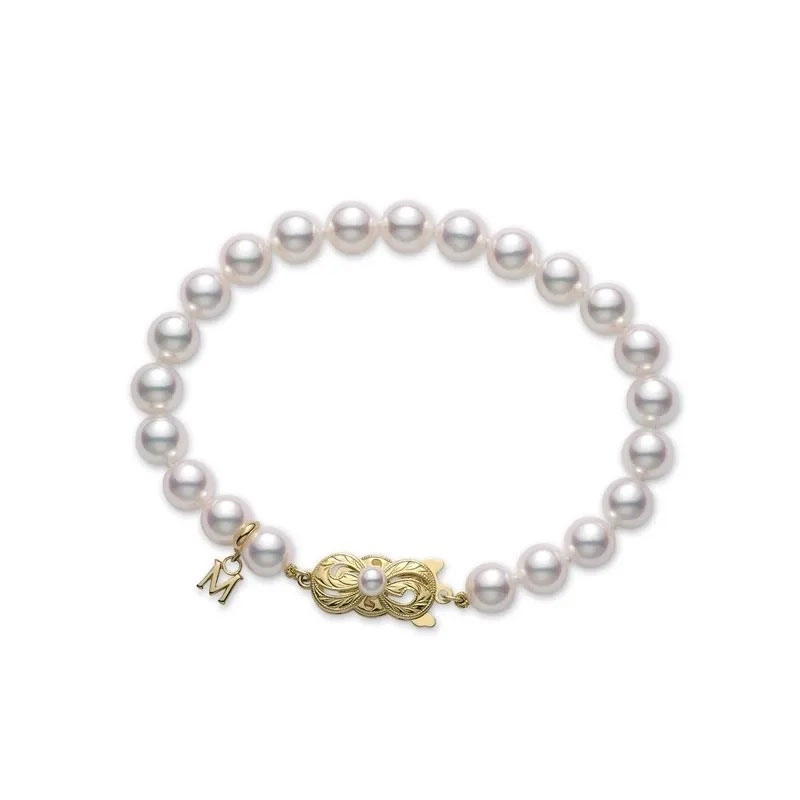 Mikimoto Akoya Cultured Pearl Bracelet in Yellow Gold, 7
