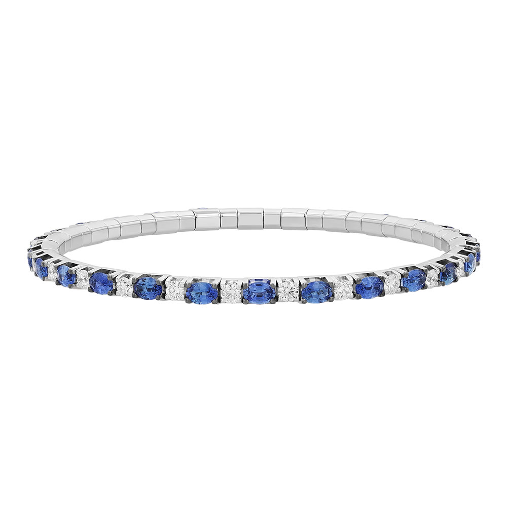 Demeglio Extensible Sapphire & Diamond Stretch Tennis Bracelet in White Gold
