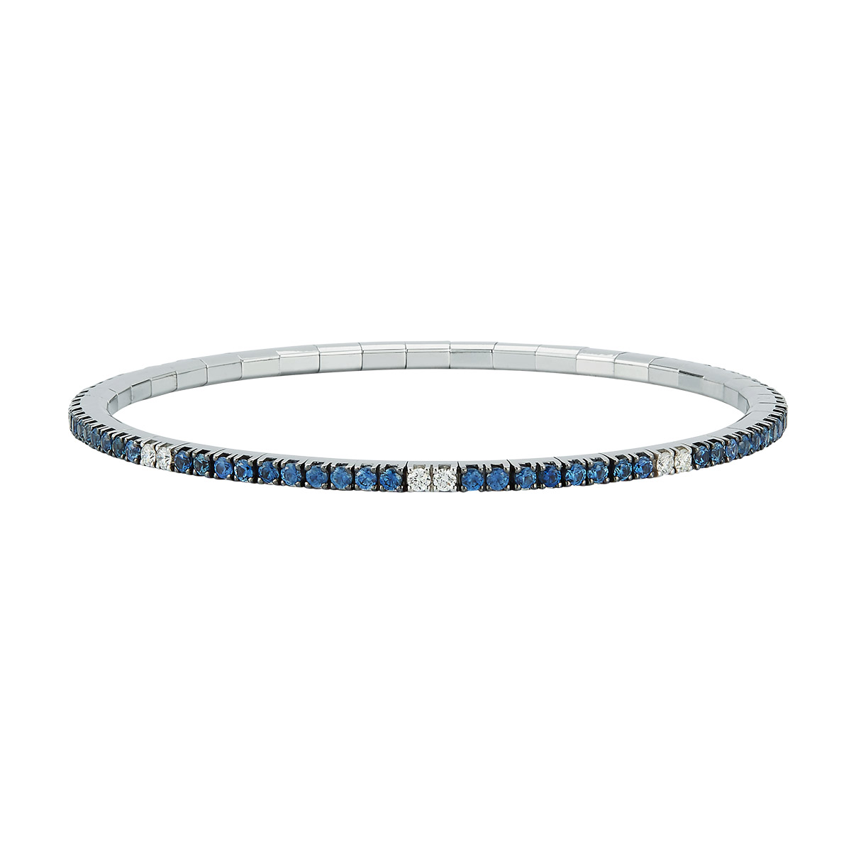 Demeglio Extensible Sapphire & Diamond Stretch Tennis Bracelet in White Gold