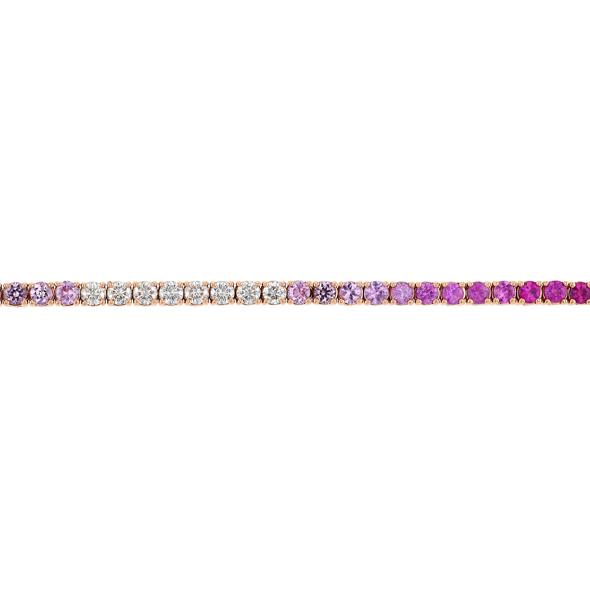 Pink Sapphire & Diamond Ombre Tennis Bracelet in Rose Gold