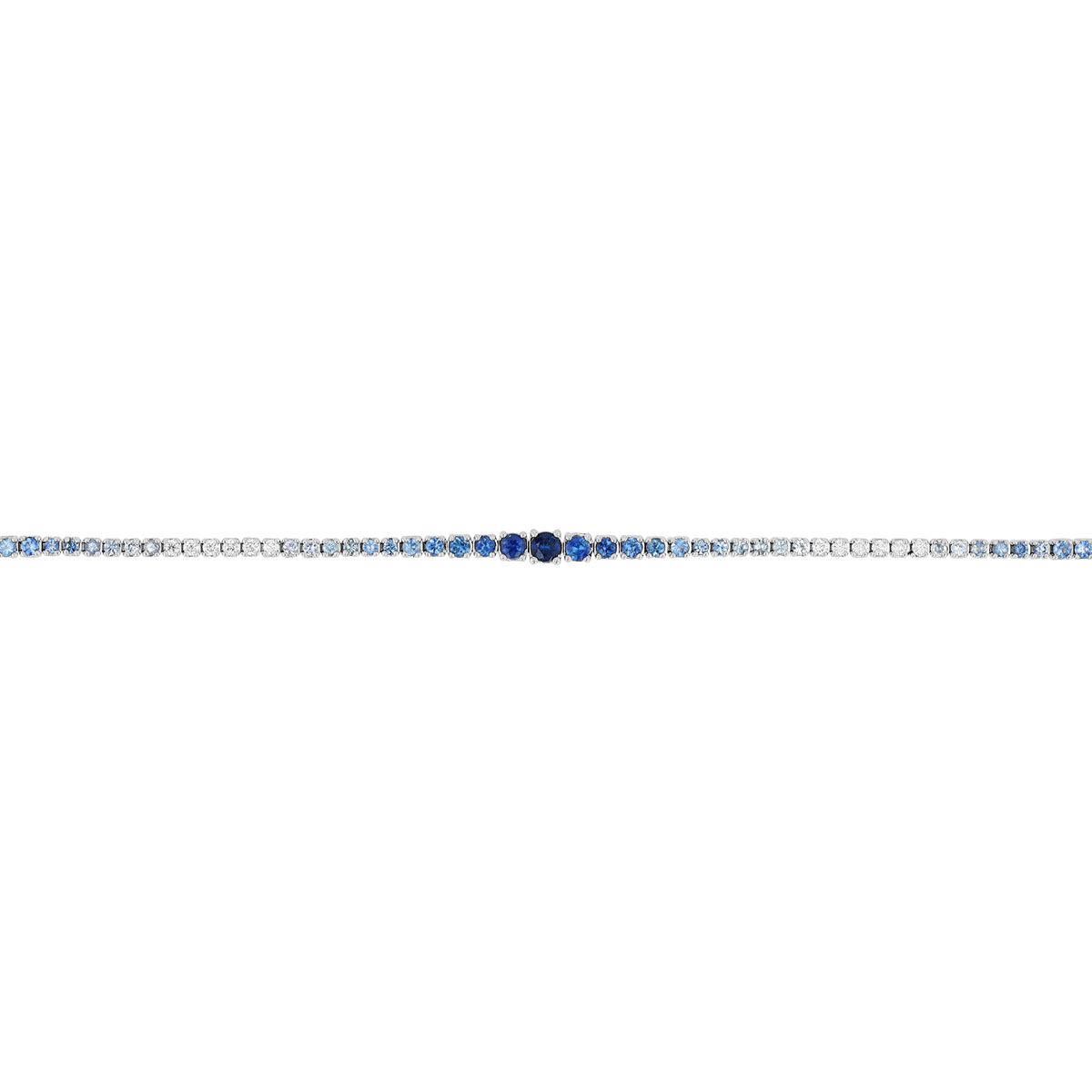 Graduated Ombre Sapphire & Diamond Tennis Bracelet in White Gold, 7.25