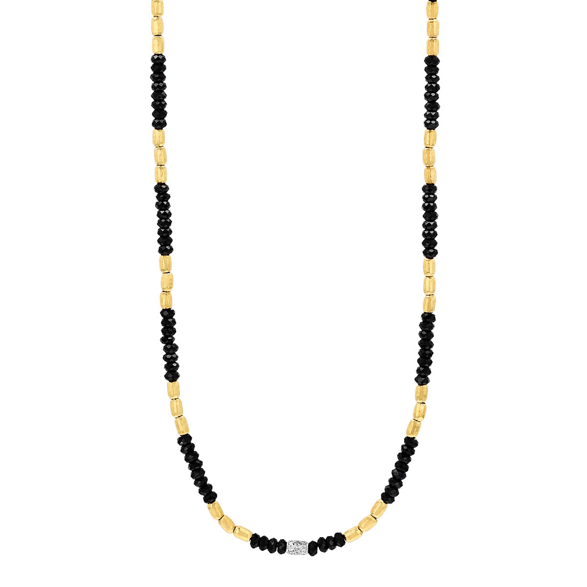Marika Black Tourmaline, Yellow Gold & Diamond Pave Barrel