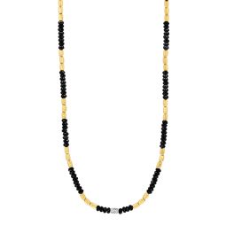 Marika Black Tourmaline & Yellow Gold Tube Bead Necklace