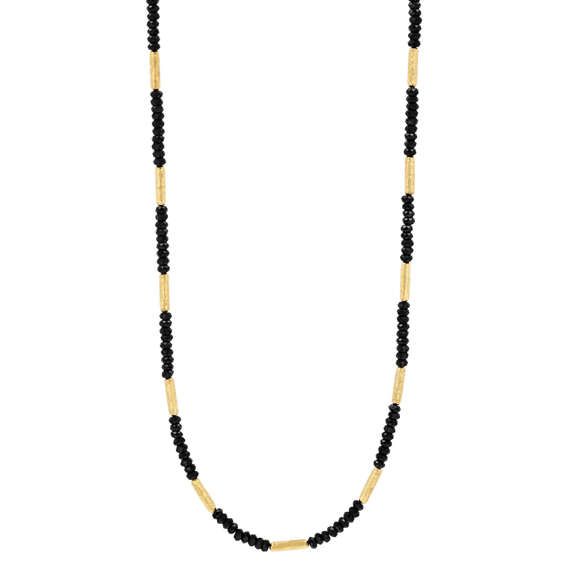 Marika Black Tourmaline & Yellow Gold Tube Bead Necklace