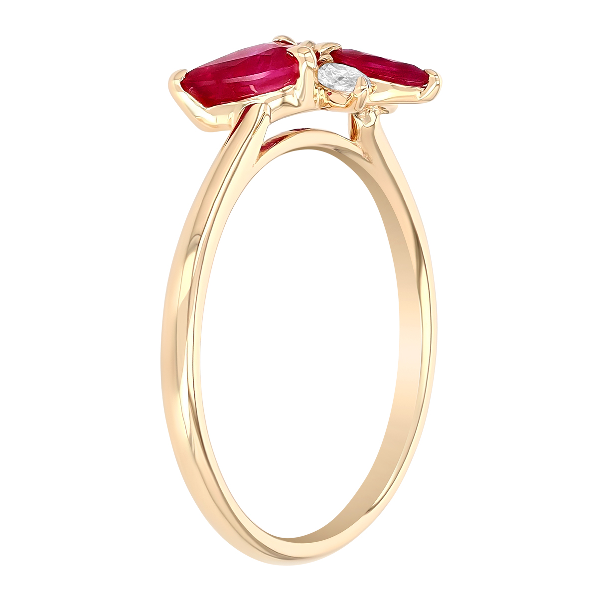 Multi-Shape Ruby & Marquise Diamond Floral Cluster Ring in Yellow Gold