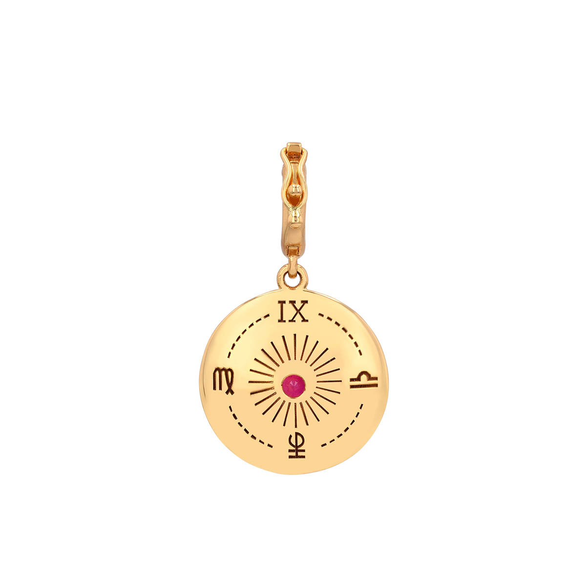 Harwell Godfrey Ruby & Diamond Mini Sun Charm Pendant in Yellow Gold