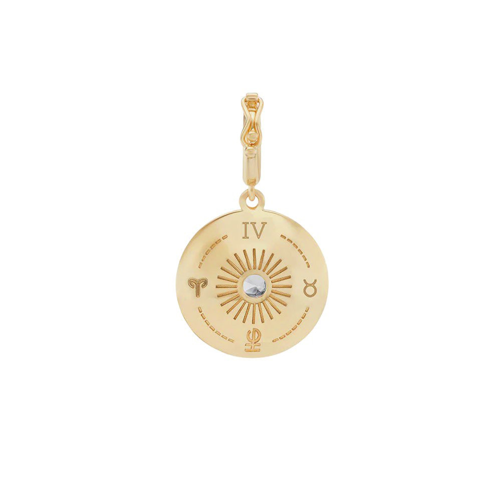 Harwell Godfrey Sapphire & Diamond Mini Sun Charm Pendant in Yellow Gold