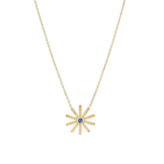 Harwell Godfrey Sapphire Tiny Sunflower Pendant in Yellow Gold