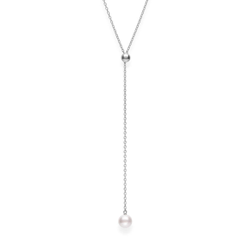Mikimoto Akoya Cultured Pearl Lariat Pendant in White Gold, 20