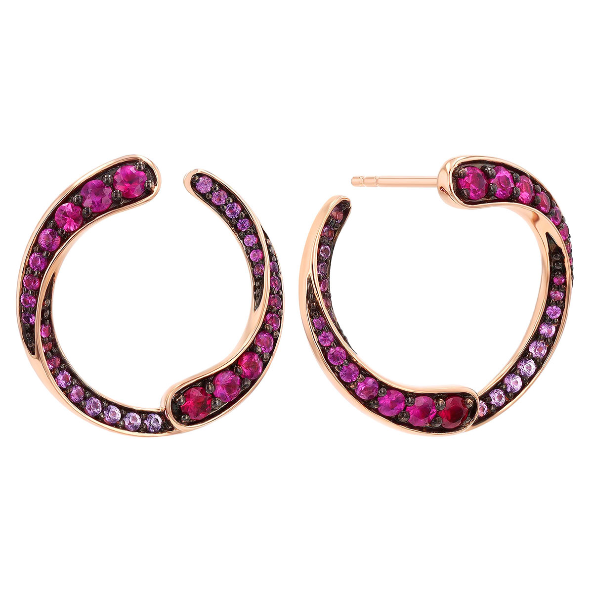 Sophee Crystal Open Frame Earring in Gold Pink Crystal