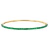 Round Tsavorite Garnet 3-Side Bangle Bracelet in Yellow Gold