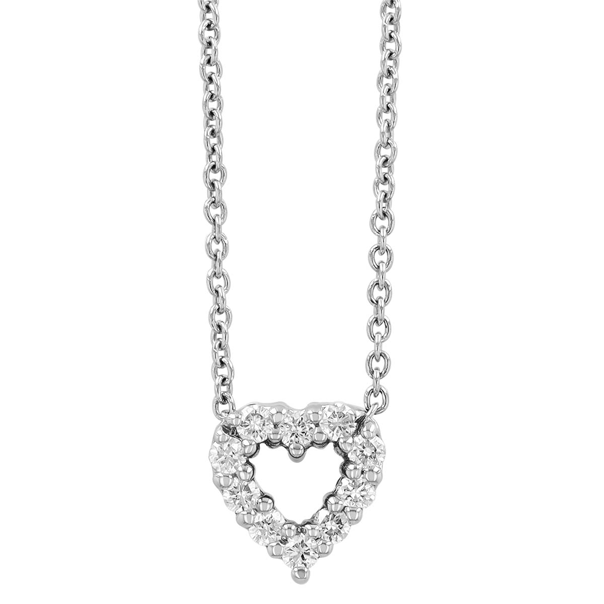 Roberto Coin Tiny Treasures Diamond & Sapphire Reversible Heart Pendant in White Gold, 18'