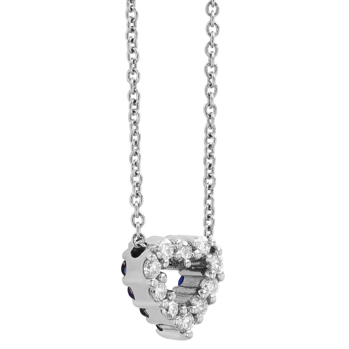 Roberto Coin Tiny Treasures Diamond & Sapphire Reversible Heart Pendant in White Gold, 18'