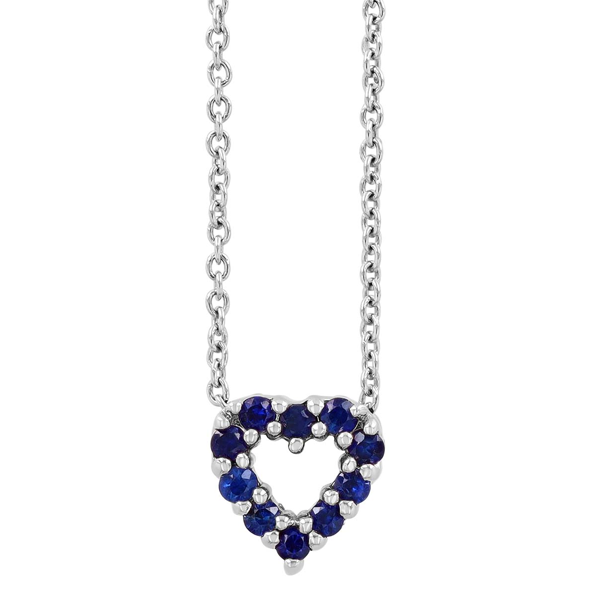 Roberto Coin Tiny Treasures Diamond & Sapphire Reversible Heart Pendant in White Gold, 18'