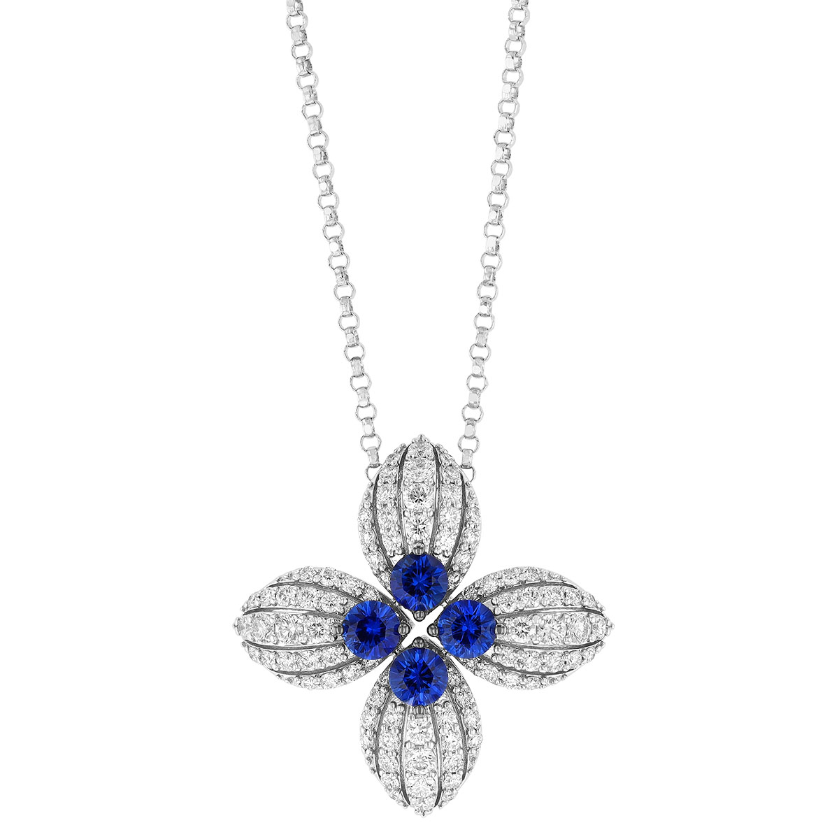 爆売り！ Verona in Love Coin Roberto Sapphire 18 Gold, White in  Pendant Flower Petal 4 Pavé Diamond & 置物