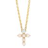 Round Cabochon Opal Cross Pendant in Yellow Gold, 18"