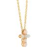 Round Cabochon Opal Cross Pendant in Yellow Gold, 18"