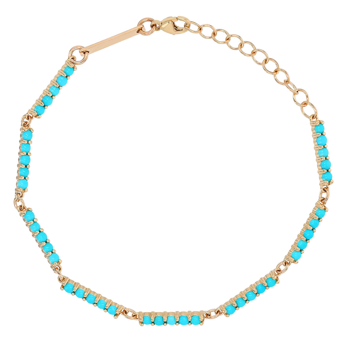 Zoe Chicco Turquoise Bar Bracelet in Yellow Gold, 7